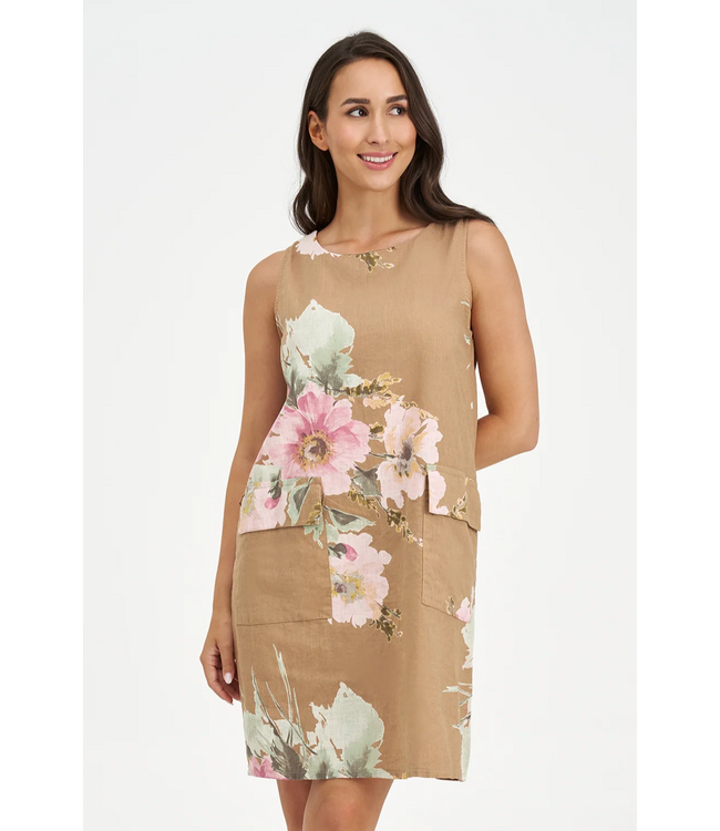 Sleeveless Linen Dress w/Pockets - Dulce