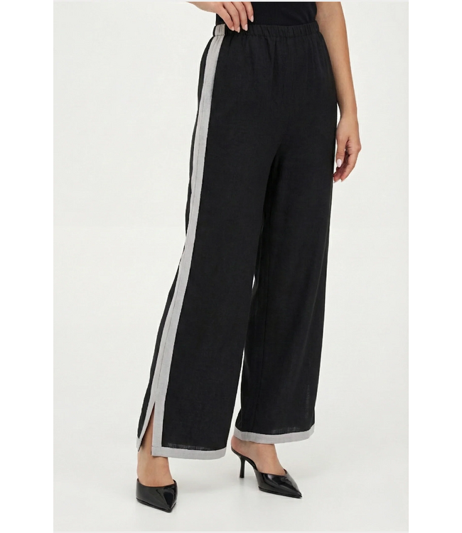 Contrast Trim Pants - Black / Cream