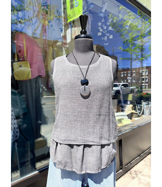 Open Back Double Tank - Black