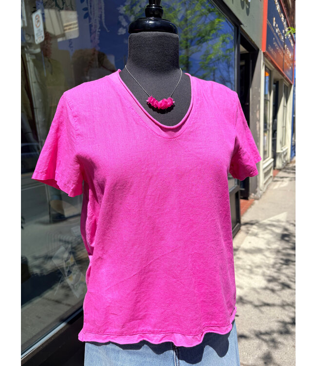 Roll Hem T-Shirt - Hibiscus