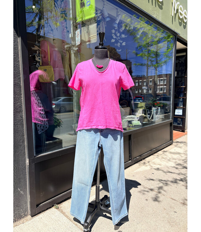 Roll Hem T-Shirt - Hibiscus