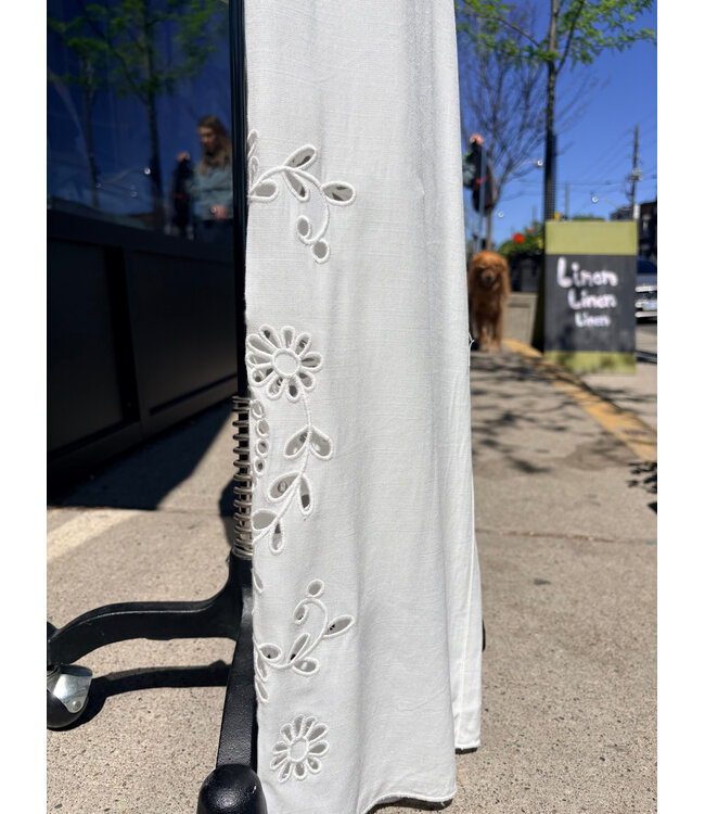 Point Zero Wide Leg Drawstring Eyelet Pant - White