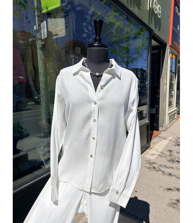 Point Zero Long Sleeve Button Up w/ Eyelets - White