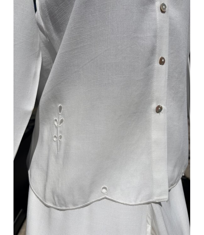 Point Zero Long Sleeve Button Up w/ Eyelets - White