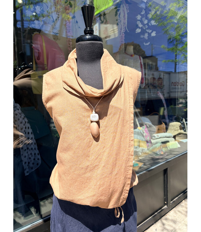 Cowl Neck Drawstring Waist Tank - Dulce