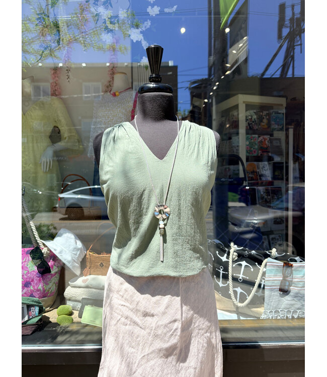 V-Neck Flowy Tank - Cactus