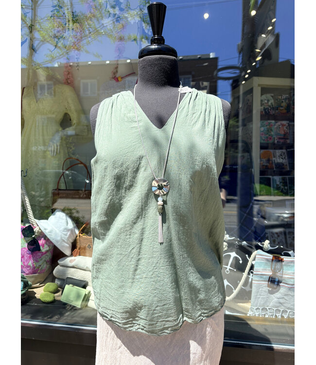 V-Neck Flowy Tank - Cactus