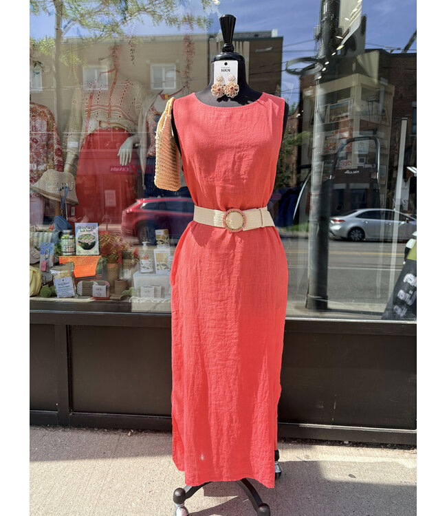 Long Linen Dress - Watermelon