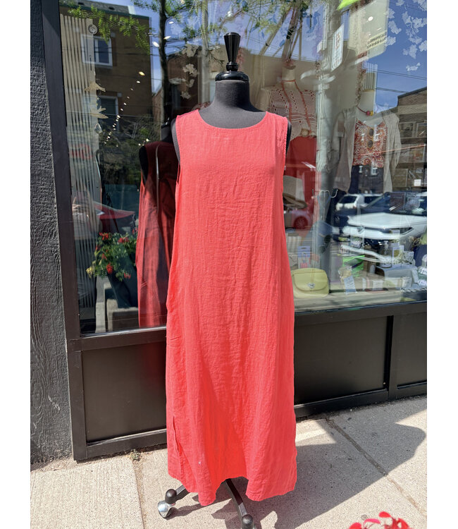Long Linen Dress - Watermelon