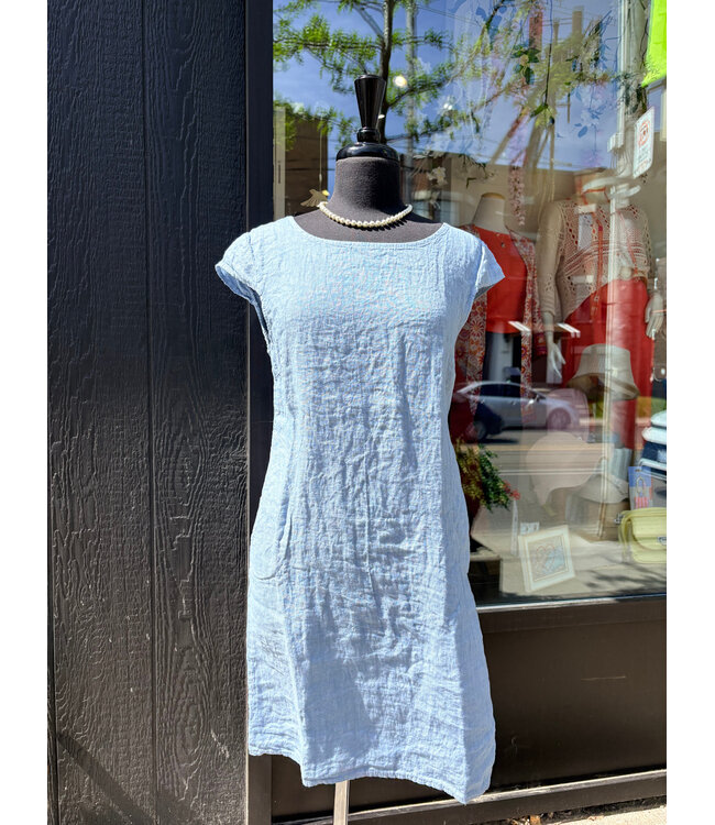 Cap Sleeve Linen Dress - Cloud