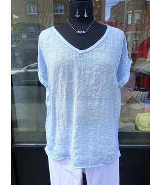 Roll Hem Linen T-Shirt - Cloud