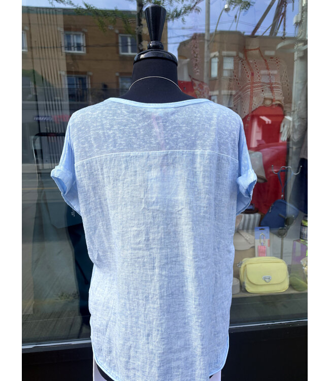 Roll Hem Linen T-Shirt - Cloud