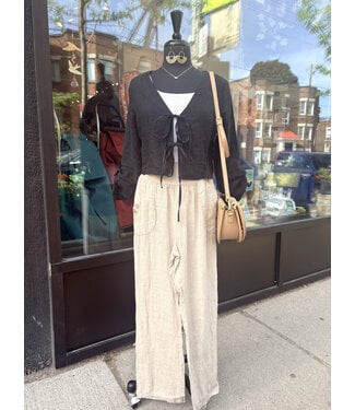 Pull-On Straight Leg Linen Pants - Seashell