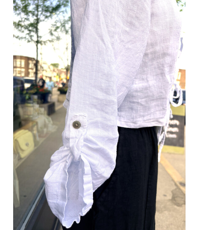 Tie-Up Linen Jacket - White