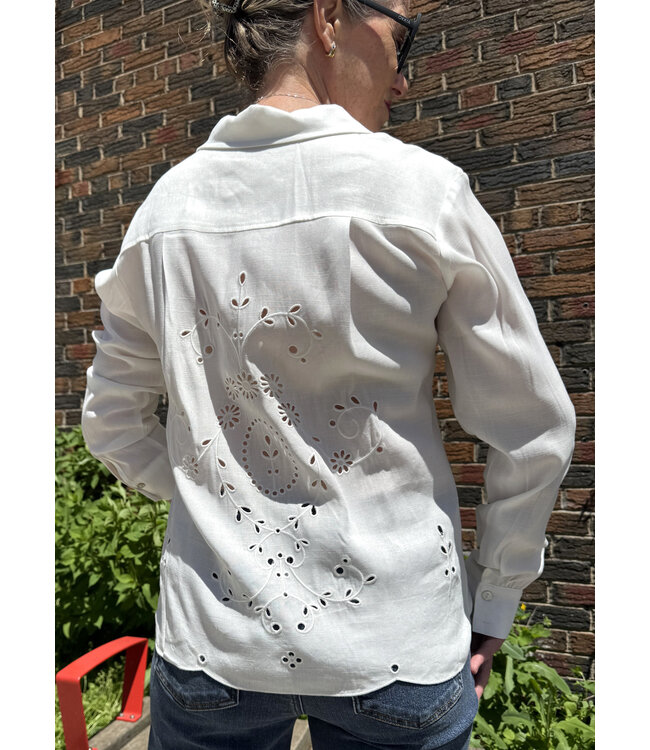 Point Zero Long Sleeve Button Up w/ Eyelets - White