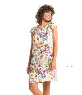 Cap Sleeve Linen Dress - Pink