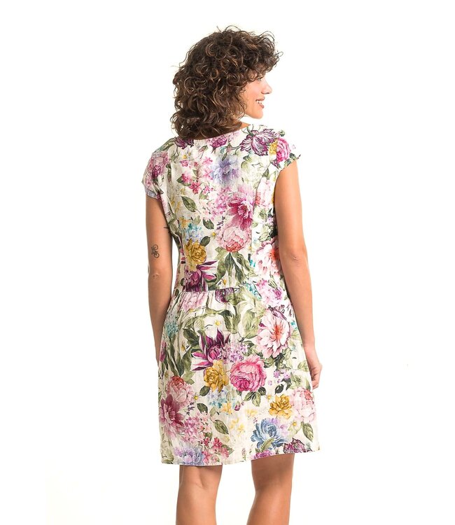 Cap Sleeve Linen Dress - Pink