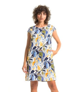 Cap Sleeve Linen  Dress - Royal