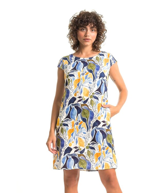 Cap Sleeve Linen  Dress - Royal