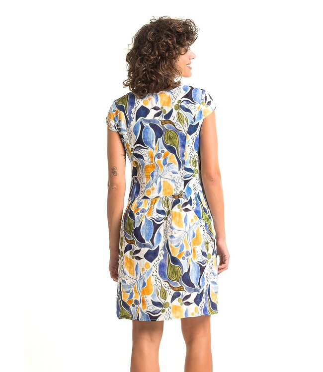 Cap Sleeve Linen  Dress - Royal