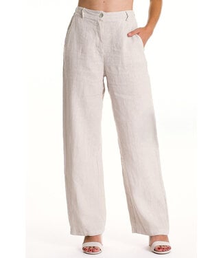 Wide Leg Linen Pants - Beige