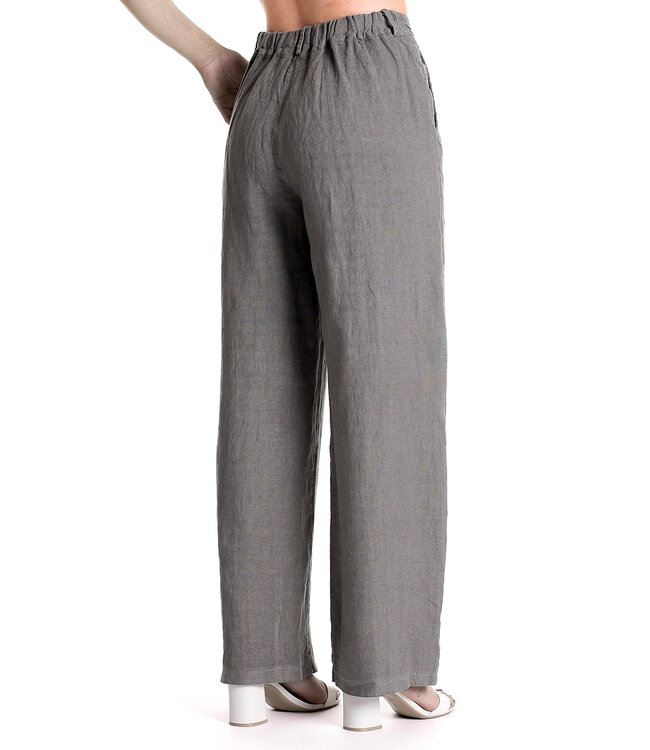 Wide Leg Linen Pants - Fango