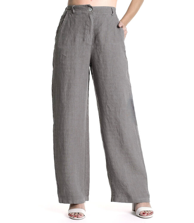 Wide Leg Linen Pants - Fango