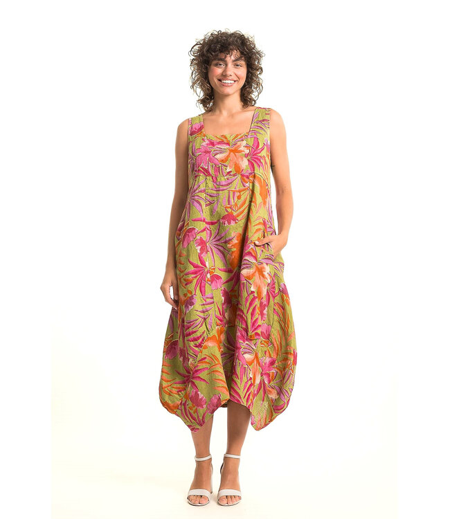 Linen Balloon Dress - Anis