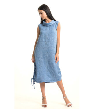 Sleeveless Linen Cowl Neck Dress - Jeans