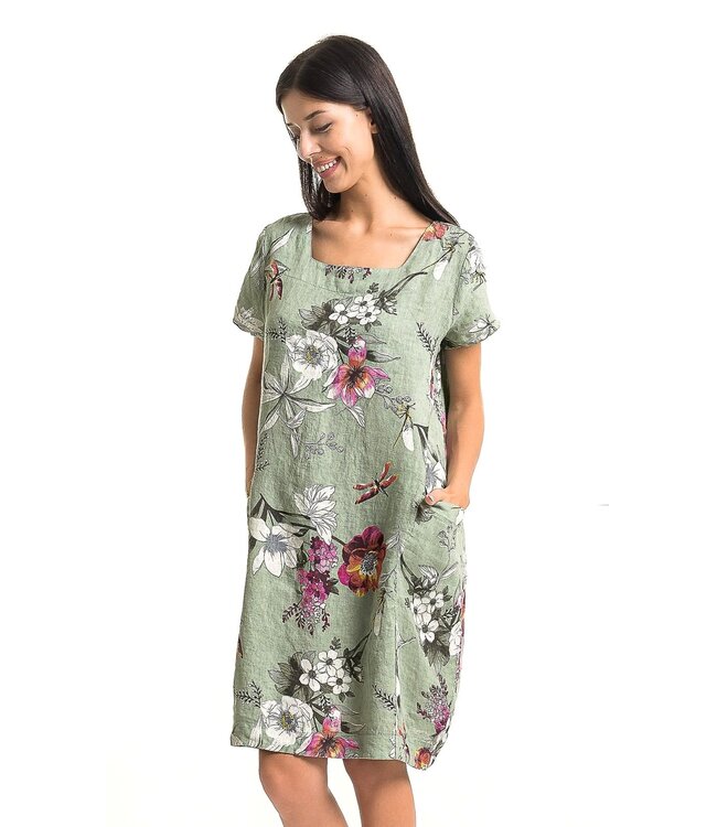 French Linen Dress - Sage