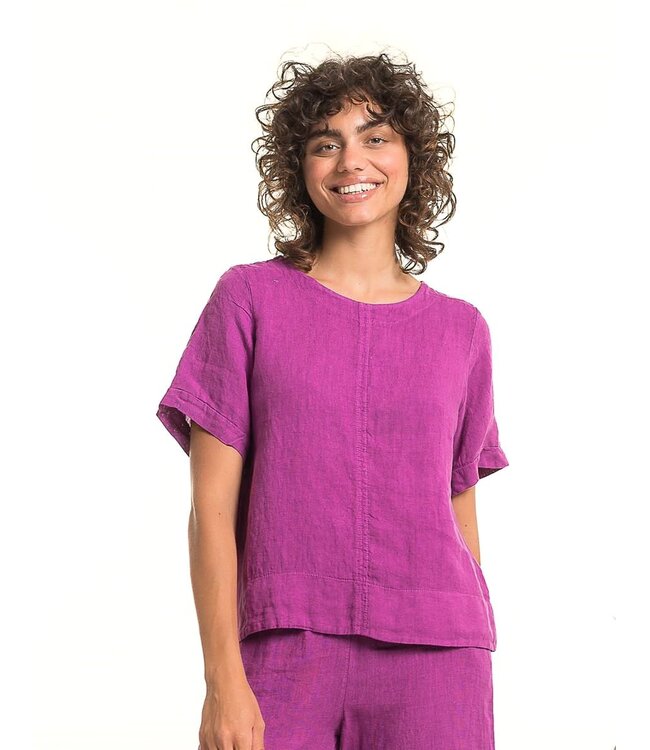 A-Line Linen top w/ Wide Hem - Orchidea