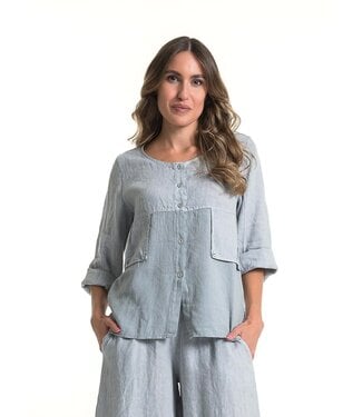 3/4 Sleeve Linen Button Blouse - Perla