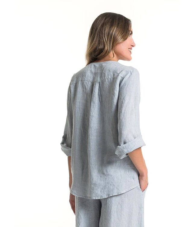 3/4 Sleeve Linen Button Blouse - Perla