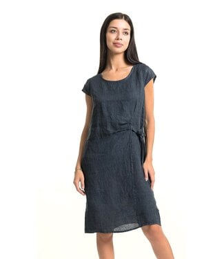 Linen Dress w/ Side Tie - Slate