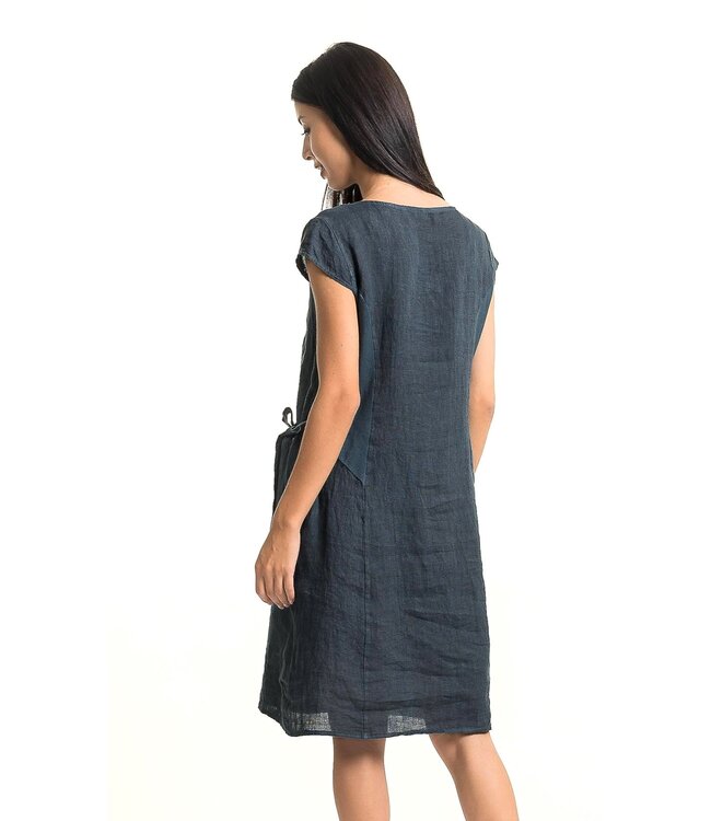 Linen Dress w/ Side Tie - Slate
