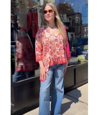 Molly Bracken Melissa Woven Kimono - Orange