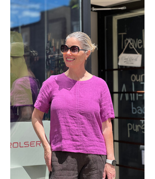 A-Line Linen top w/ Wide Hem - Orchidea