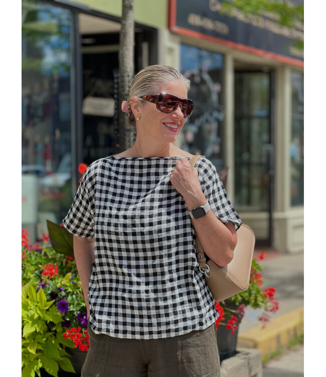 naif Keira Linen Top - Black / White