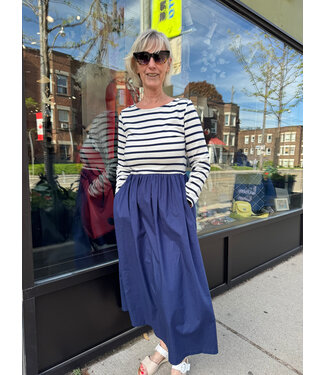 B. Young Cotton Blend Dress - Blue