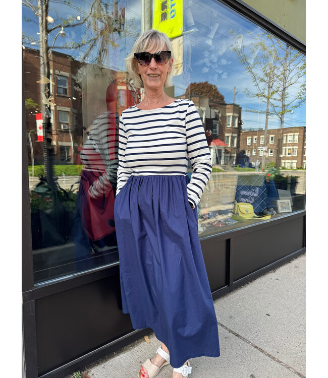 B. Young Cotton Blend Dress - Blue