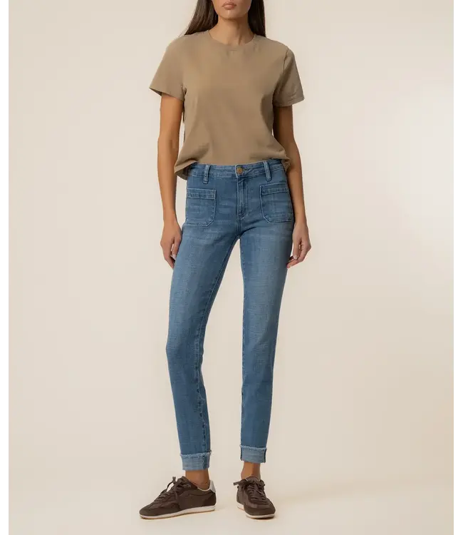 KUT Jeans Amy Crop Straight Leg Roll Up Fray - Concern