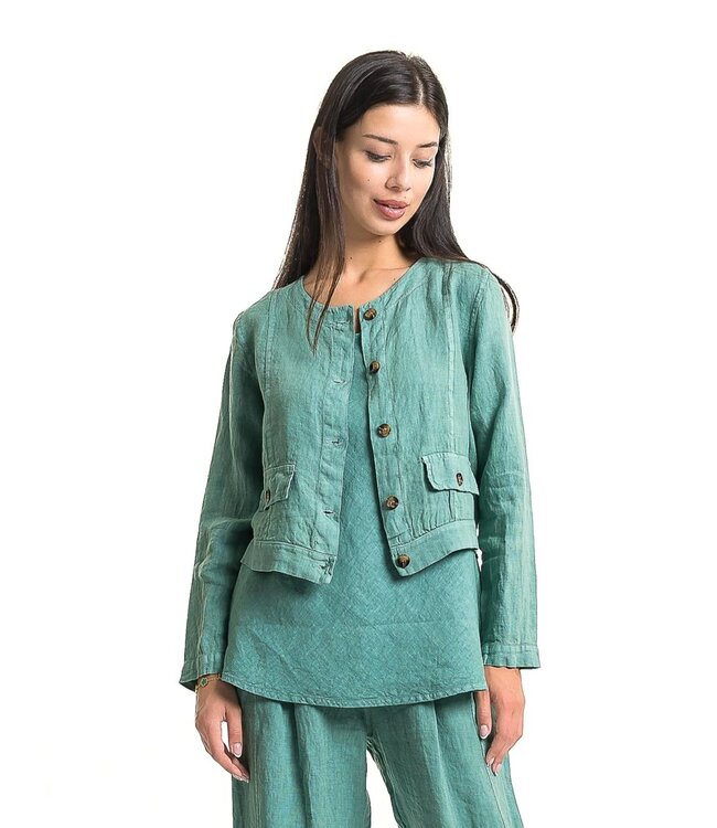 Linen Jacket  - Lagoon