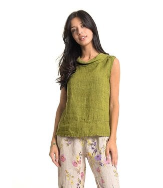 Linen Top Cowl Neck - Olive