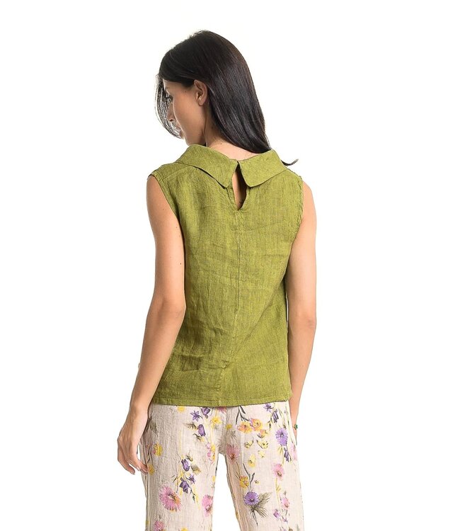 Linen Top Cowl Neck - Olive