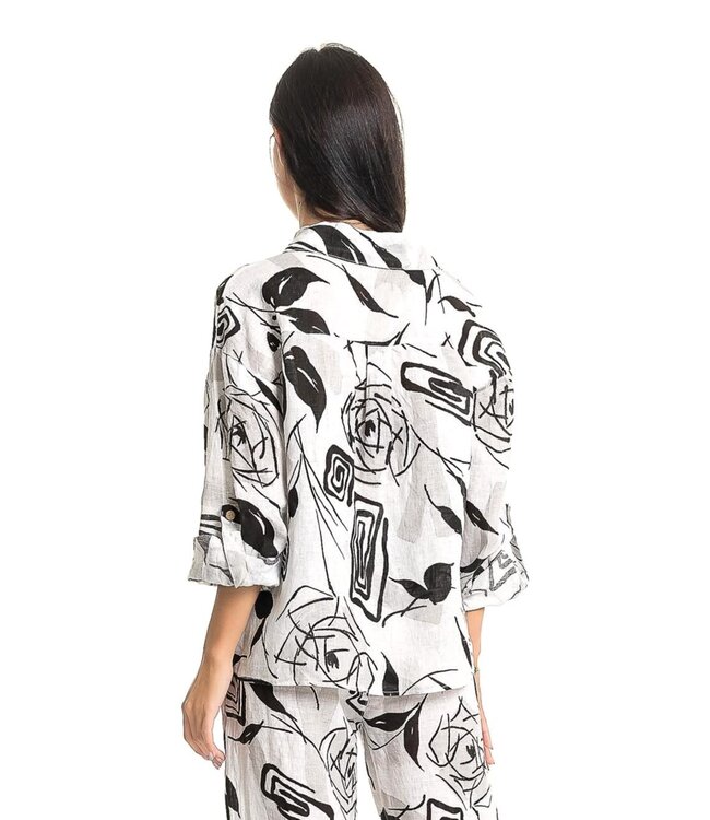 Linen Blouse - Black & White