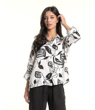Linen Blouse - Black & White