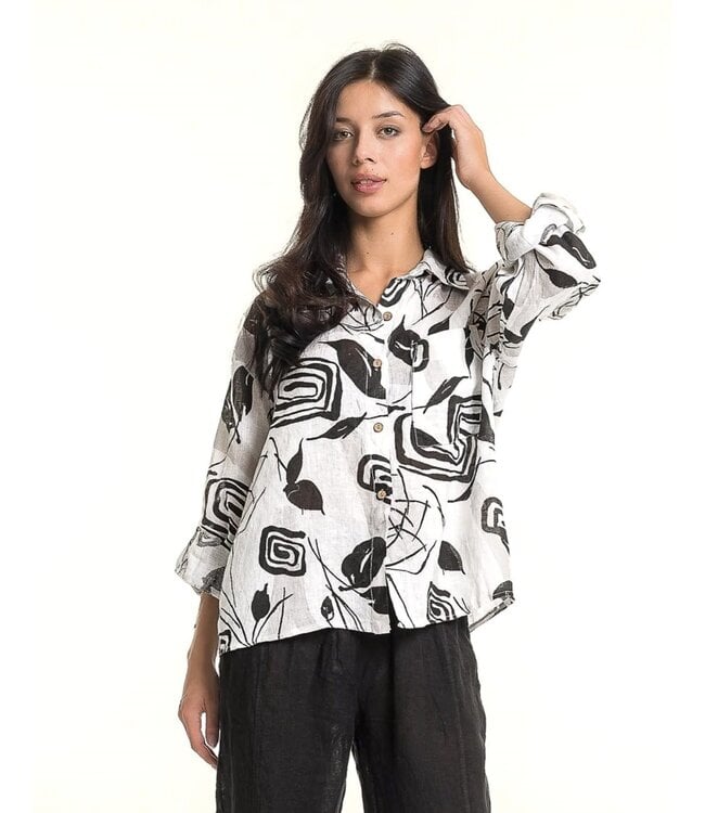Linen Blouse - Black & White