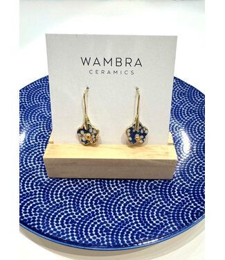 Wambra Ceramics Flower Drop Earrings - Blue