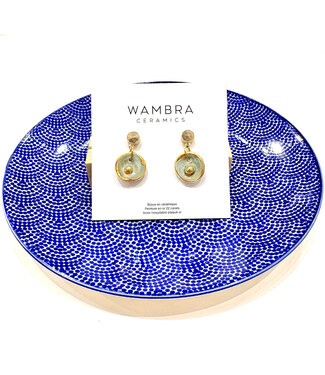 Wambra Ceramics Circle Pendant Stud Earrings - Teal
