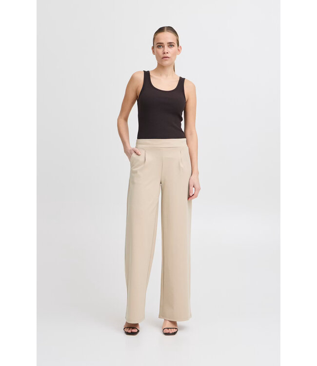 ICHI IHKate Long Wide Leg Pants - Doeskin
